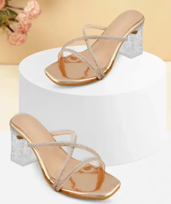 Gold_Glam_Heels_Glossy_Gold_Block_Sandals_With_Crystal_Strap_For_Women