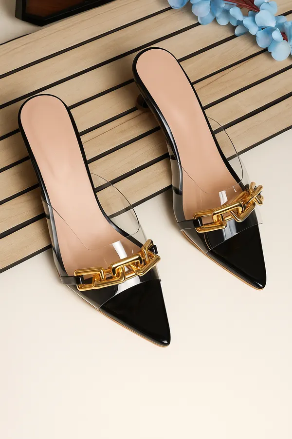 Black_Chain_Mules_Transparent_Pointed_Heels_For_Women