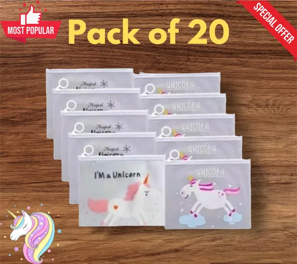 White_Transparent_Stationery_Pouch_Unicorn_Art_Plastic_Pencil_Box_Unicorn_Art_Plastic_Pencil_Boxes_(Pack_Of_20)