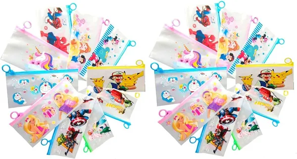 Multicolor_Transparent_Pencil_Pouch_Set_For_Kids_Party_Mix_Design_Return_Gifts_Cartoon_Art_Plastic_Pencil_Boxes_(Pack_Of_24)