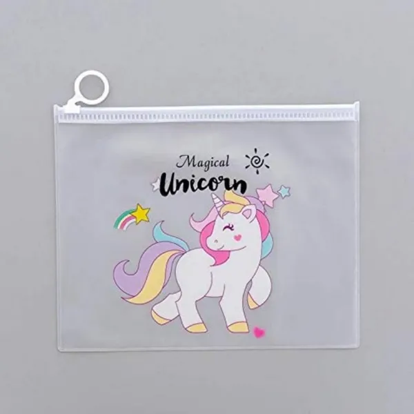 White_Transparent_Stationery_Pouch_Unicorn_Art_Plastic_Pencil_Box_Unicorn_Art_Plastic_Pencil_Boxes_(Pack_Of_4)