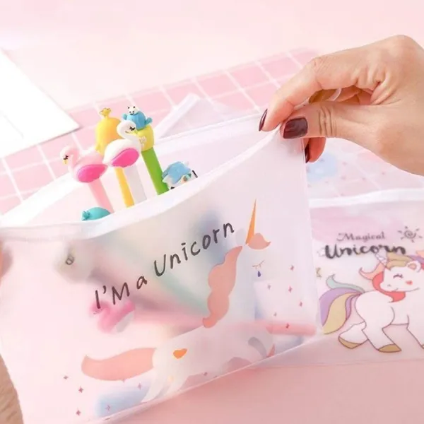 White_Transparent_Stationery_Pouch_Unicorn_Art_Plastic_Pencil_Box_Unicorn_Art_Plastic_Pencil_Boxes_(Pack_Of_4)