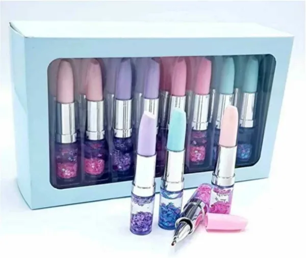 Transparent_Cute_Toys_Lipstick_Pen_Gel_Pen_Pen_Gift_Set_Ink_Color_(Pack_Of_6)