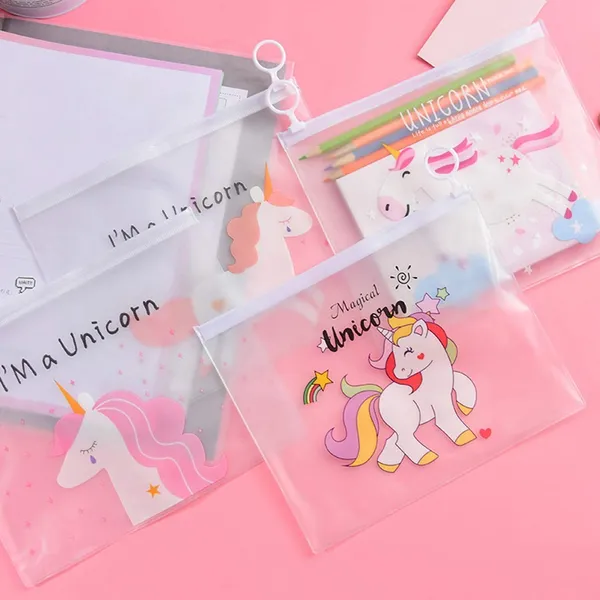 White_Transparent_Stationery_Pouch_Unicorn_Art_Plastic_Pencil_Boxes_(Pack_Of_2)