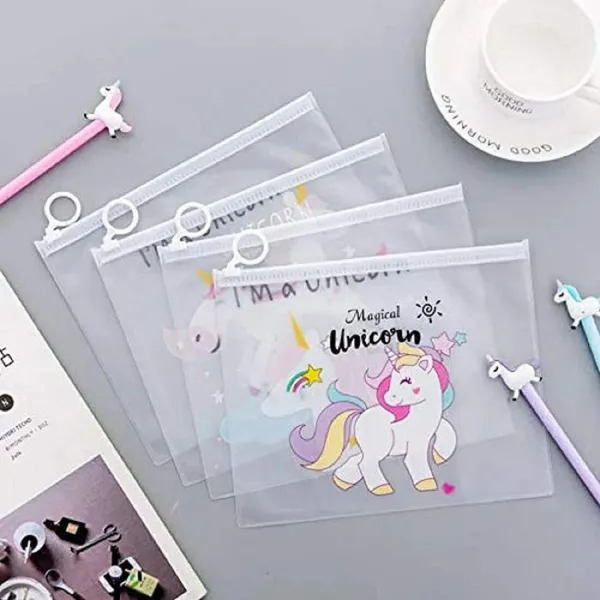 White_Beauty_Phoria_Unicorn_Transparent_Pouches_Art_Canvas_Pencil_Boxes_(Pack_Of_12)