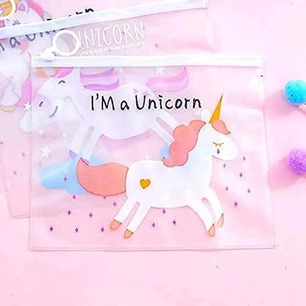 White_Beauty_Phoria_Unicorn_Transparent_Pouches_Art_Canvas_Pencil_Boxes_(Pack_Of_12)