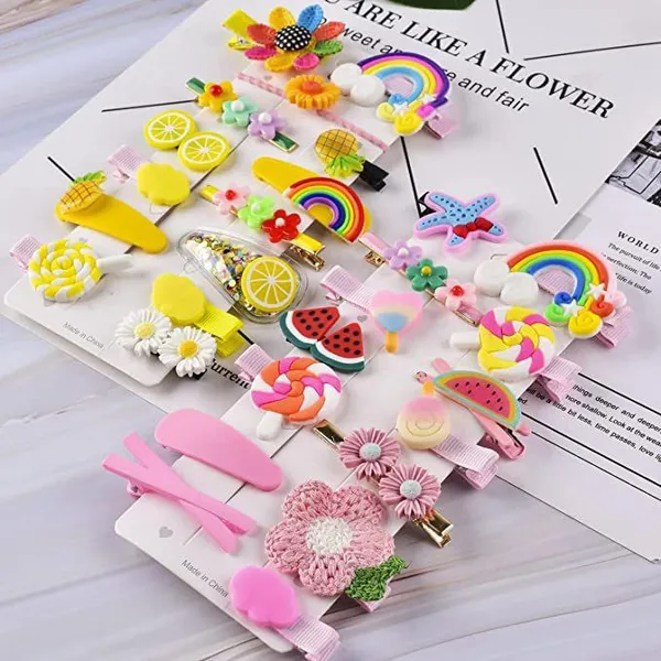 Gold_Metal_Sia_Vendors_Baby_Girl_Cute_Ponytail_Holder_Pins_Set_Pink_Color_Hair_Extension_(Pack_Of_18)