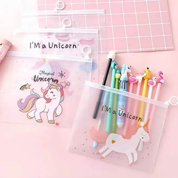 White_Unicorn_Animal_Art_Plastic_Pencil_Box_Pouches_For_School_Stationery_Item_Birthday_Return_Gifts_For_Kids_Unicorn_Art_Plastic_Pencil_Boxes_(Pack_Of_15)
