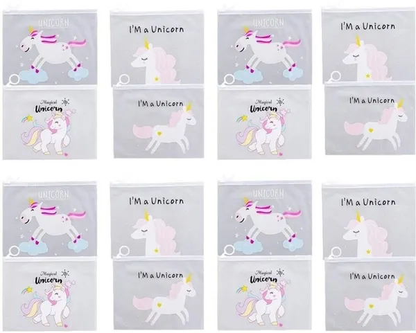 White_Transparent_Stationery_Pouch_Unicorn_Art_Plastic_Pencil_Boxes_(Pack_Of_12)