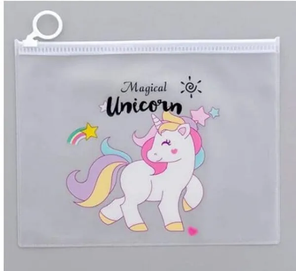 White_Transparent_Stationery_Pouch_Unicorn_Art_Plastic_Pencil_Box_Unicorn_Art_Plastic_Pencil_Boxes_(Pack_Of_10)