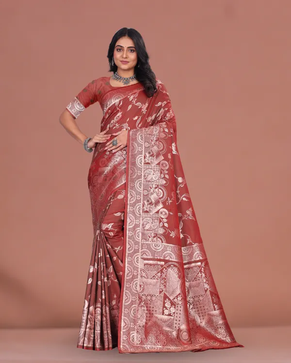 Rust_Red_Banarasi_Silk_Saree_with_Silver_Zari_Weaving_and_Traditional_Motifs