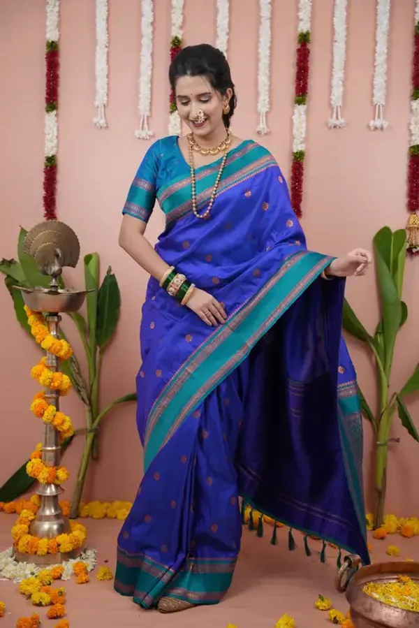 Woven_Narayanpet_Cotton_Silk_Saree_(BLUE)