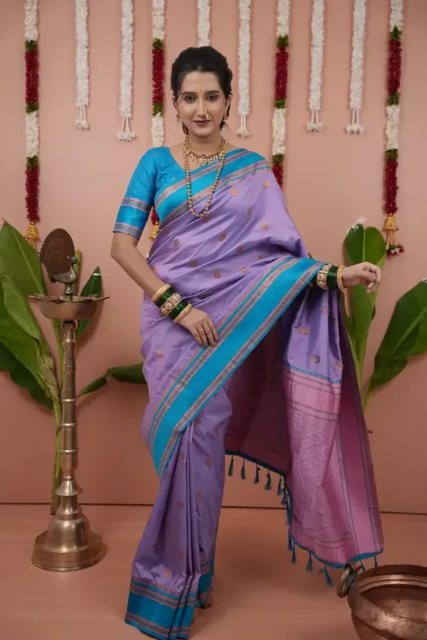 Woven_Narayanpet_Cotton_Silk_Saree_(Lavender)