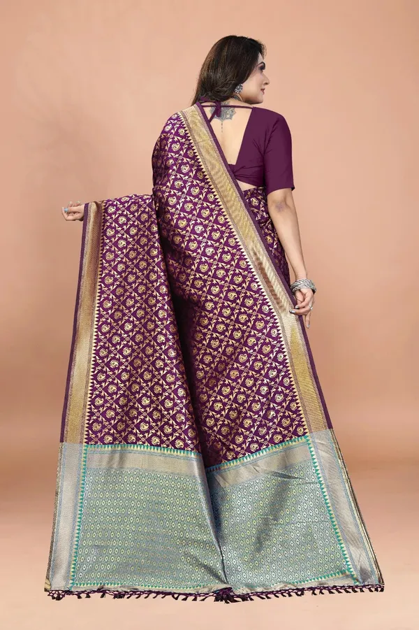 Purple_Woven_Banarasi_Jacquard_Saree_For_Women