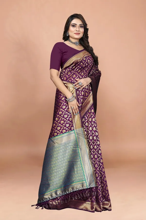 Purple_Woven_Banarasi_Jacquard_Saree_For_Women