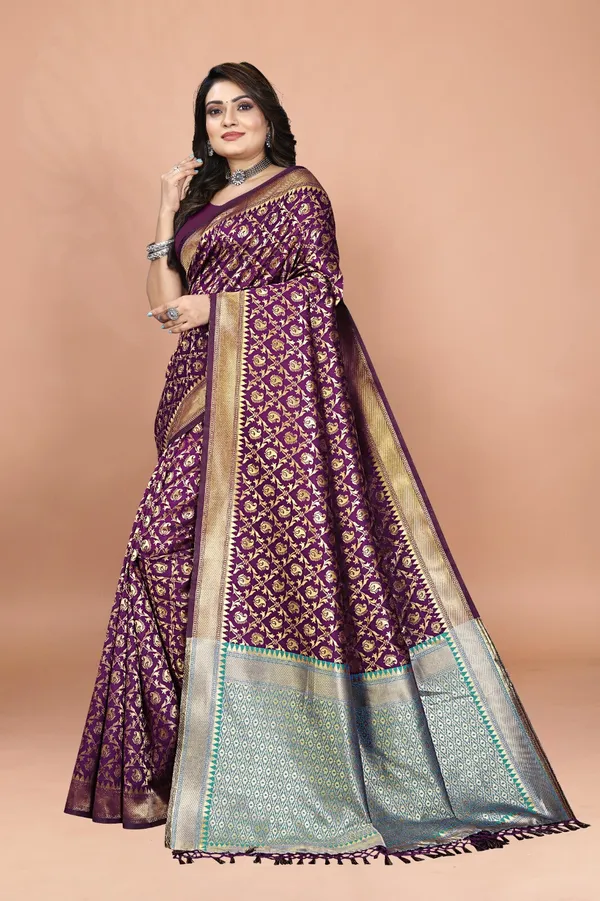 Purple_Woven_Banarasi_Jacquard_Saree_For_Women