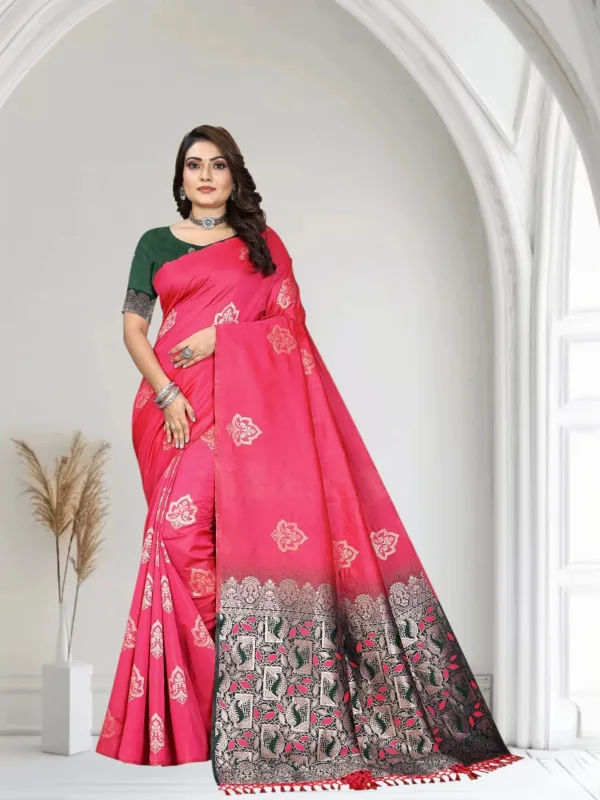 Pink_Woven_Banarasi_Jacquard_Saree_For_Women