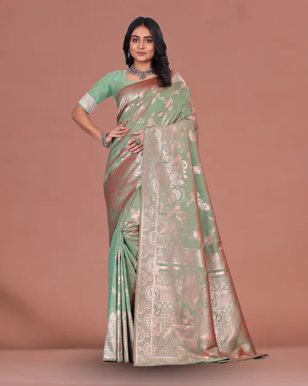 Mint_Green_Banarasi_Silk_Saree_with_Intricate_Silver_Zari_and_Rich_Traditional_Pallu