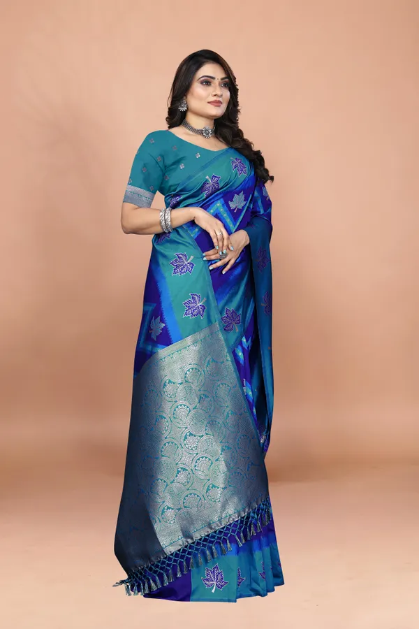 Elegant_Banarasi_Soft_Silk_Saree_in_Royal_Blue_with_Silver_Zari_Border