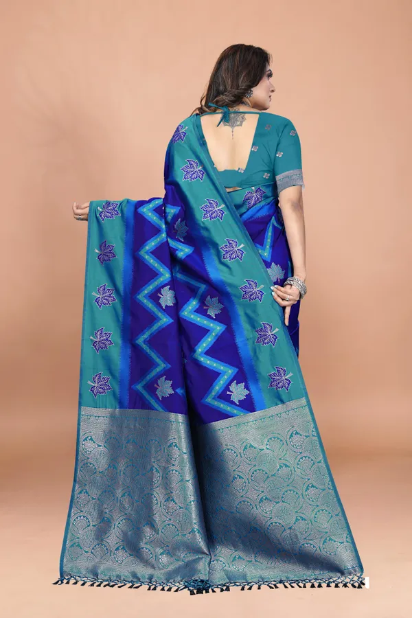 Elegant_Banarasi_Soft_Silk_Saree_in_Royal_Blue_with_Silver_Zari_Border