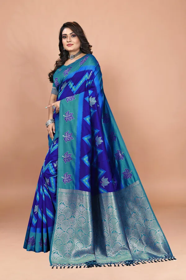 Elegant_Banarasi_Soft_Silk_Saree_in_Royal_Blue_with_Silver_Zari_Border