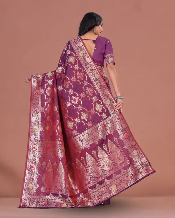 Banarasi_Silk_Saree_in_Wine_Maroon_with_Golden_Zari_Weaving_&_Floral_Motifs