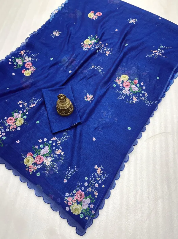Blue_Printed_Bollywood_Cotton_Linen_Saree_For_Women