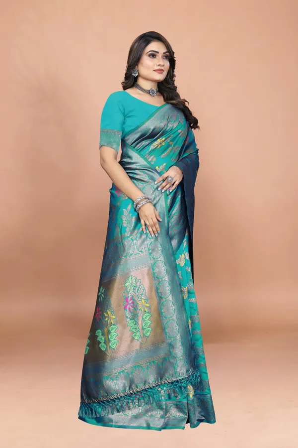 Mint_Green_Banarasi_Soft_Silk_Saree_with_Multicolor_Zari_Floral_Pallu

