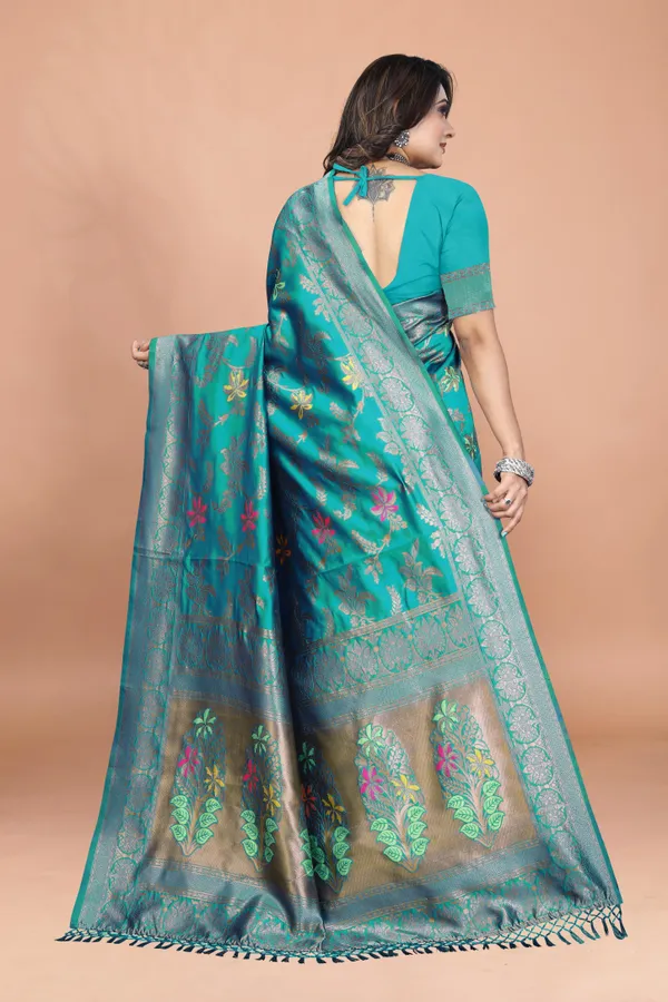 Mint_Green_Banarasi_Soft_Silk_Saree_with_Multicolor_Zari_Floral_Pallu

