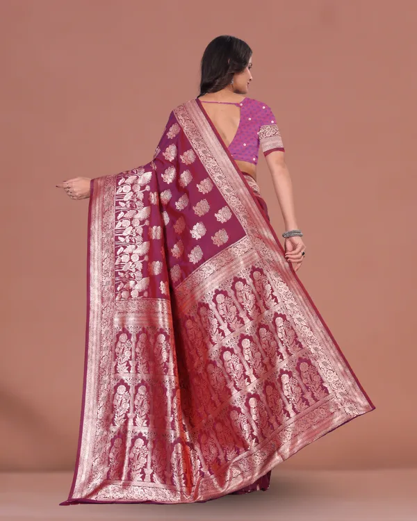 Maroon_&_Purple_Silk_Saree_with_Golden_Zari_Work