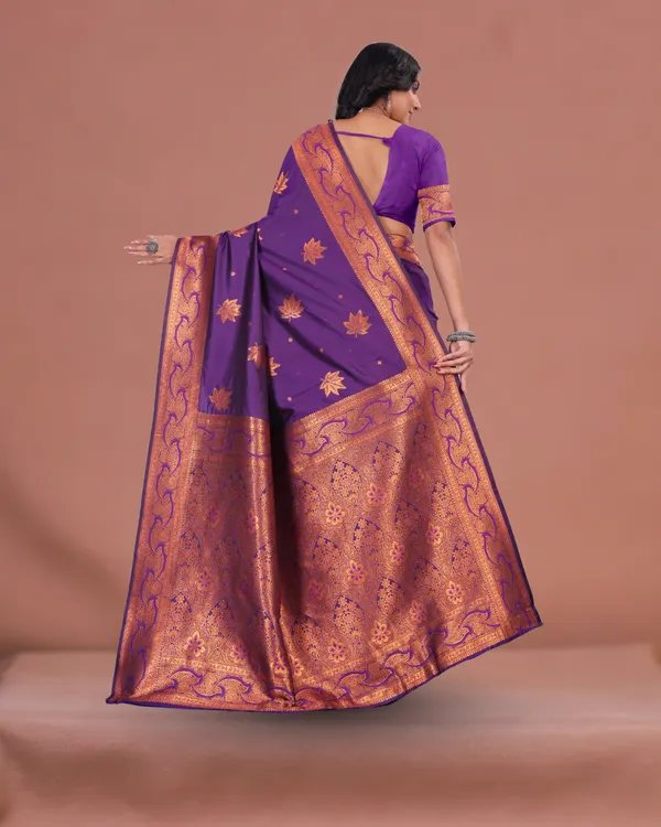 Violet_Banarasi_Silk_Saree_with_Golden_Zari_Weaving_&_Rich_Designer_Pallu_for_Festive_and_Wedding_Wear