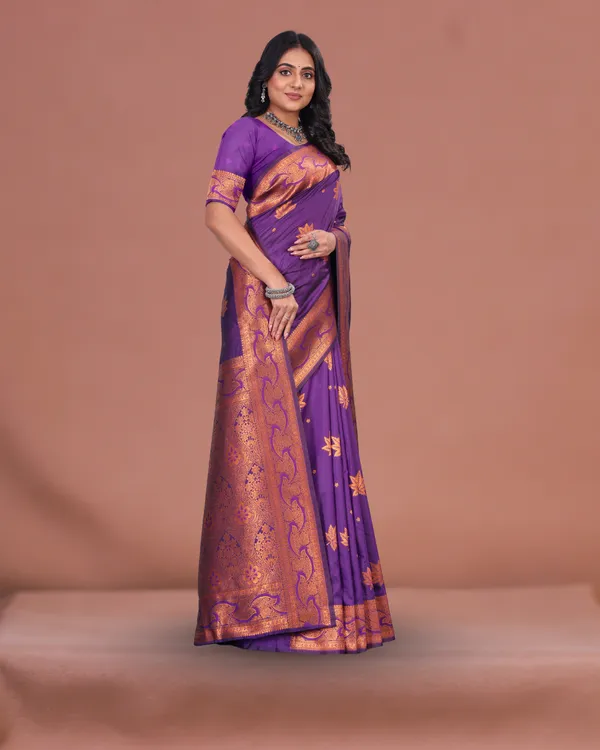 Violet_Banarasi_Silk_Saree_with_Golden_Zari_Weaving_&_Rich_Designer_Pallu_for_Festive_and_Wedding_Wear