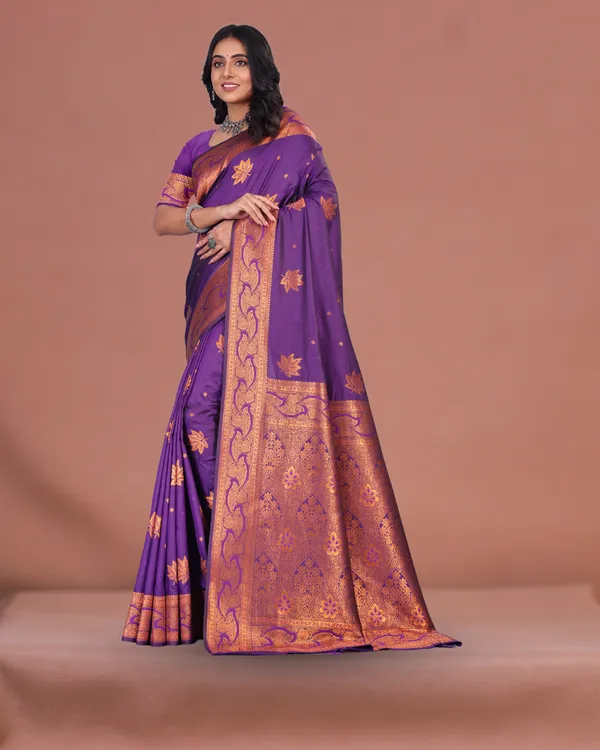 Violet_Banarasi_Silk_Saree_with_Golden_Zari_Weaving_&_Rich_Designer_Pallu_for_Festive_and_Wedding_Wear