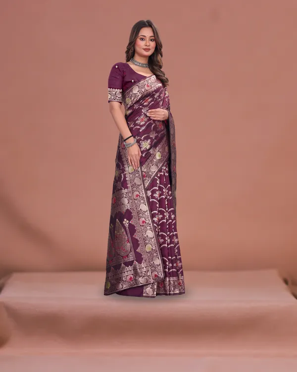 Elegant_Maroon_Banarasi_Silk_Saree_with_Zari_Weaving_&_Rich_Pallu_for_Women