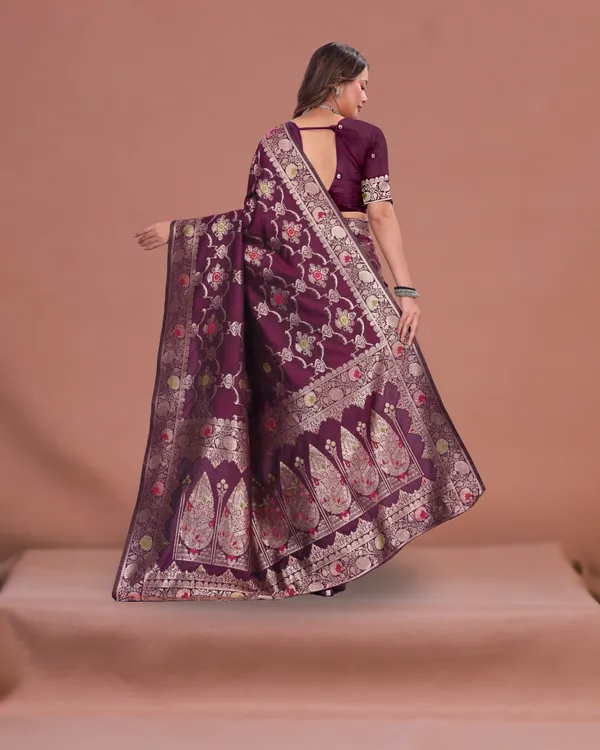 Elegant_Maroon_Banarasi_Silk_Saree_with_Zari_Weaving_&_Rich_Pallu_for_Women