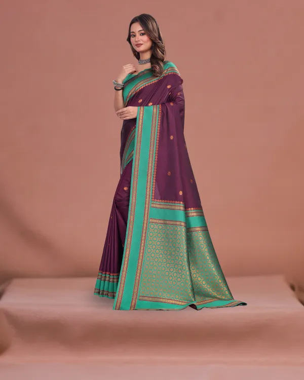 Woven_Narayanpet_Cotton_Silk_Saree_(Purple_and_Green)