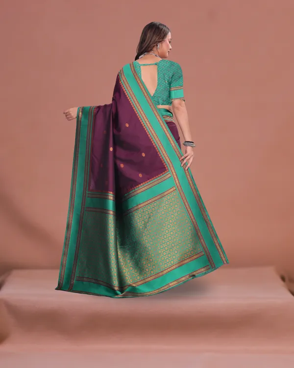 Woven_Narayanpet_Cotton_Silk_Saree_(Purple_and_Green)