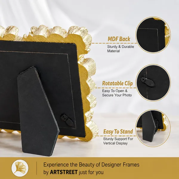 Golden_Ginkgo_Leaf_Photo_Frame_5x5_Square_Decorative_Metal_Picture_Holder_Vintage_Resin_Centerpiece