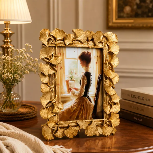 Golden_Ginkgo_Leaf_Photo_Frame_5x7_Decorative_Metal_Tabletop_Picture_Holder_Vintage_Resin_Centerpiece