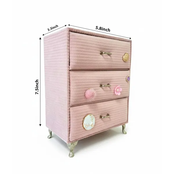 Vintage_Pink_Fabric_Jewelry_Box_with_3_Drawers_|_Decorative_Mini_Jewelry_Organizer_&_Storage_Chest_for_Rings,_Earrings,_Bracelets_&_Accessories_|_Elegant_Vanity_Décor_Gift_for_Women_&_Girls