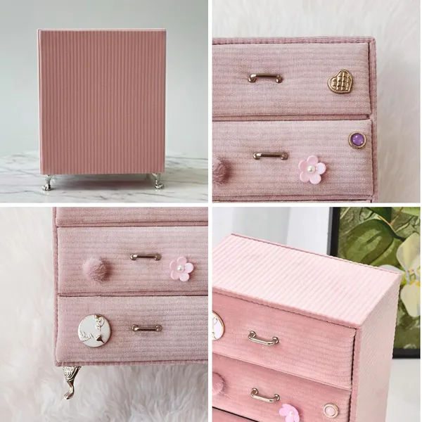 Vintage_Pink_Fabric_Jewelry_Box_with_3_Drawers_|_Decorative_Mini_Jewelry_Organizer_&_Storage_Chest_for_Rings,_Earrings,_Bracelets_&_Accessories_|_Elegant_Vanity_Décor_Gift_for_Women_&_Girls