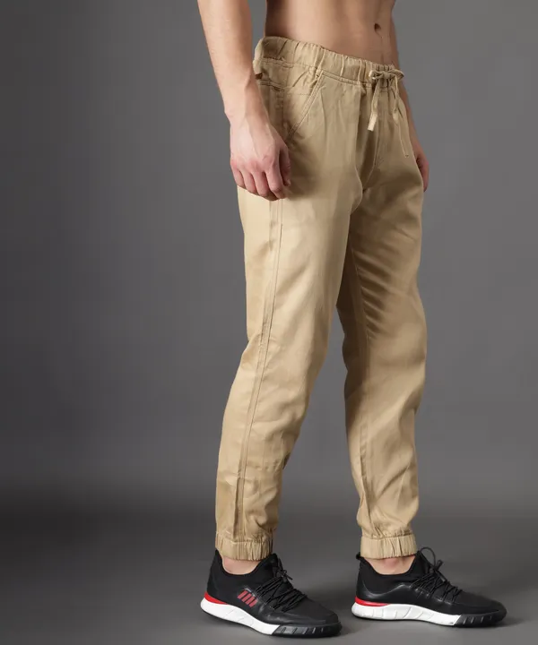 Beige_Slim_Mid_Rise_Cotton_Jogger_Pants_For_Men