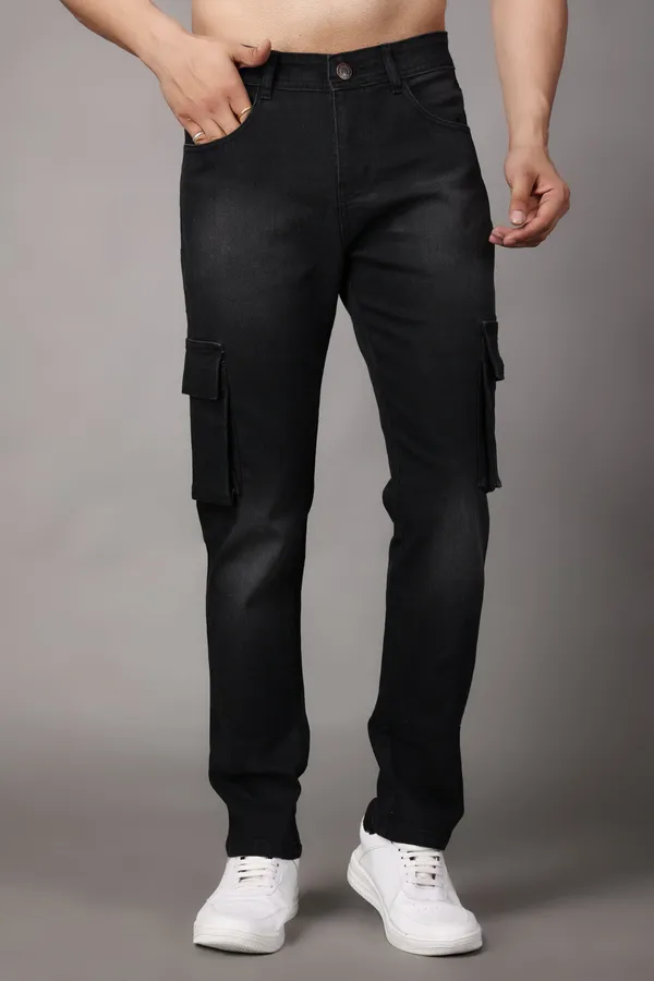 Black_Regular_Mid_Rise_Denim_Cargo_Pants_For_Men