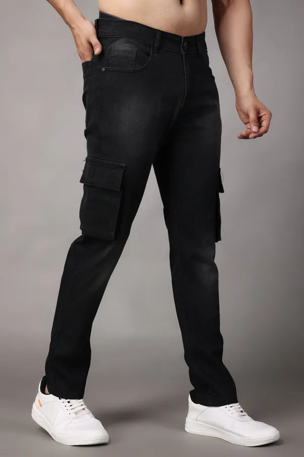 Black_Regular_Mid_Rise_Denim_Cargo_Pants_For_Men