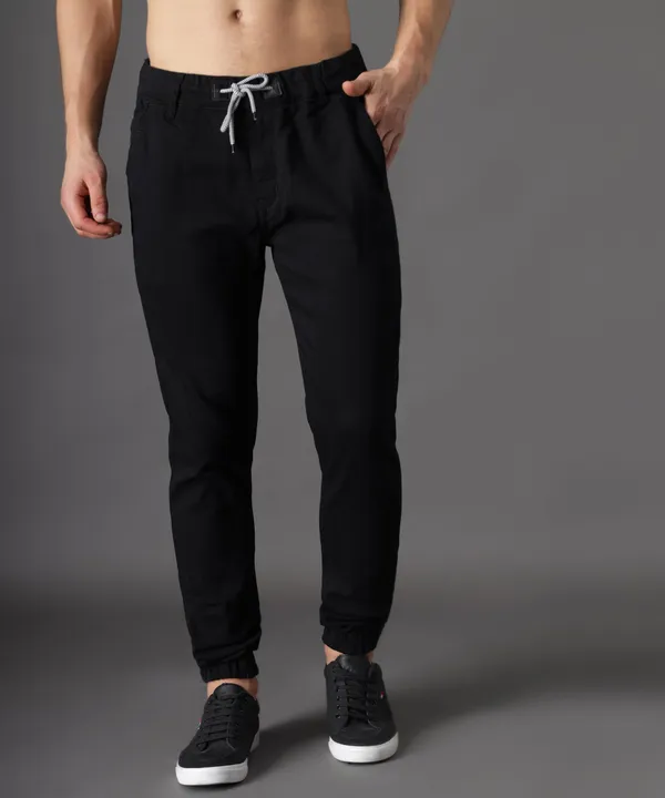 Black_Slim_Mid_Rise_Jogger_Pants_For_Men