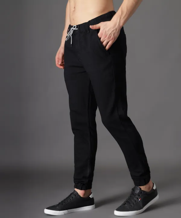 Black_Slim_Mid_Rise_Jogger_Pants_For_Men