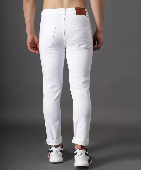 White_Slim_Mid_Rise_Jeans_Pants_For_Men