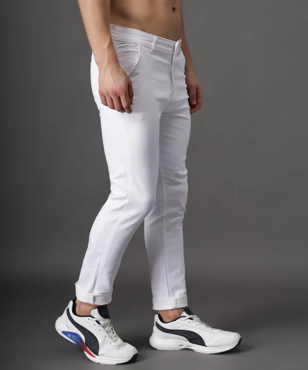 White_Slim_Mid_Rise_Jeans_Pants_For_Men