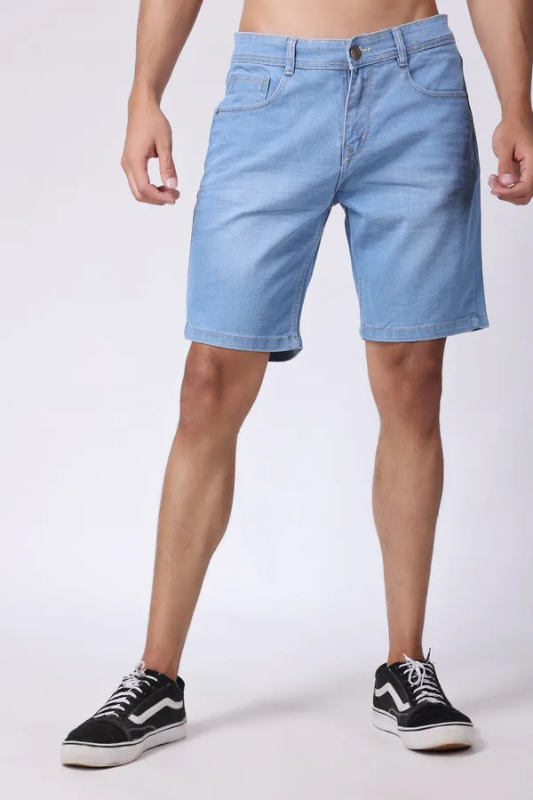 Light_Blue_Slim_Mid_Rise_Shorts_For_Men