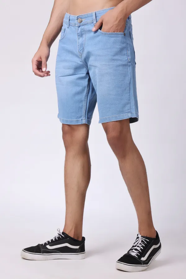 Light_Blue_Slim_Mid_Rise_Shorts_For_Men